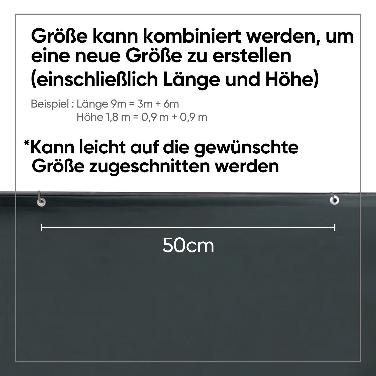 Sekey Balkonsichtschutz Sichtschutz Balkon ohne Bohren Balkonverkleidungen aus Oxford-Gewebe mit Ösen, Nylon Kabelbinder und Kordel