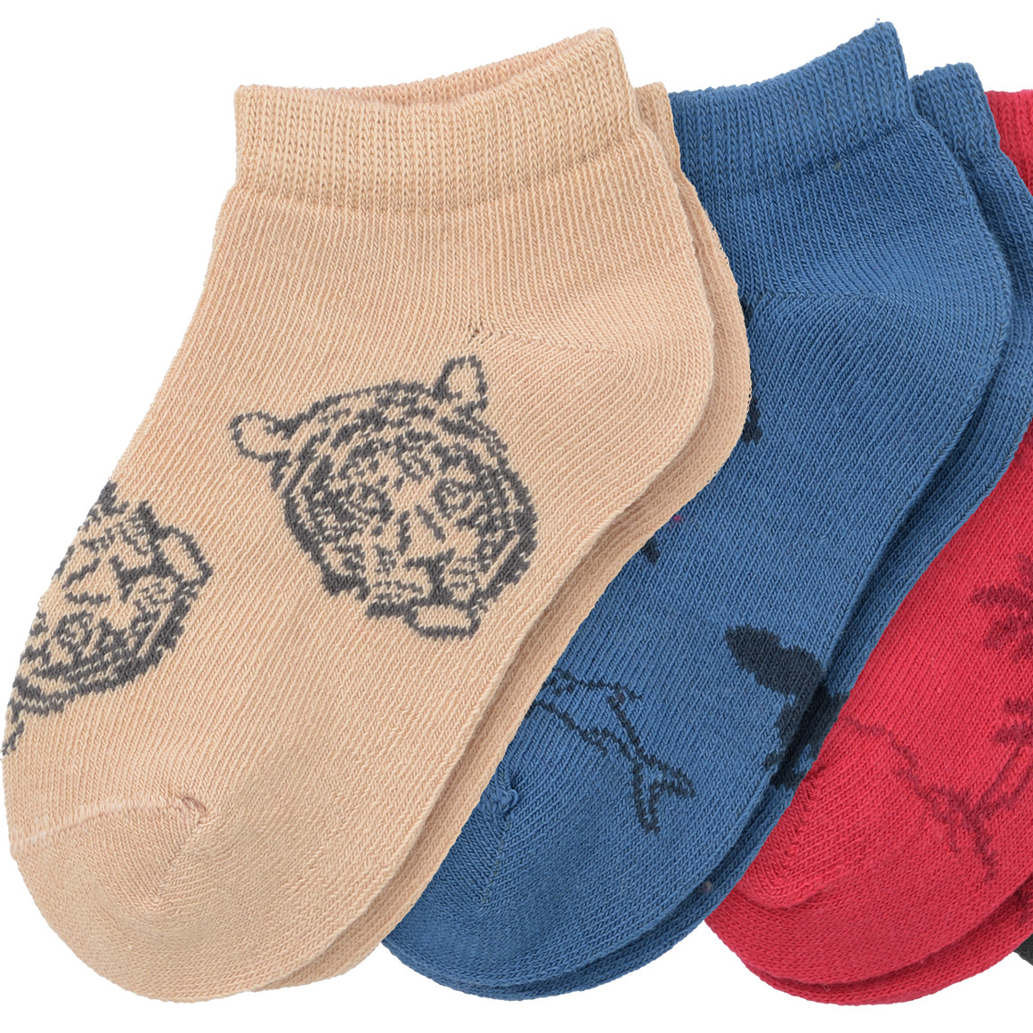 5 Paar Baby Sneaker-Socken mit Tier-Motiven