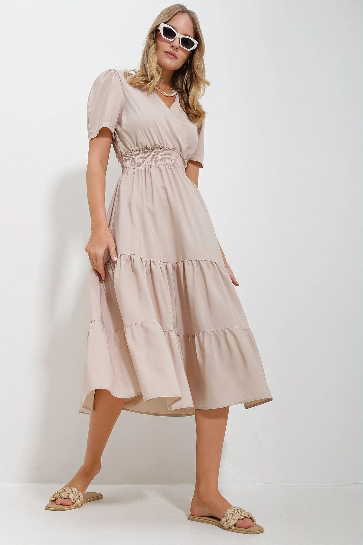Trend Alaçatı Stili  Kleid - Beige - A-Linie