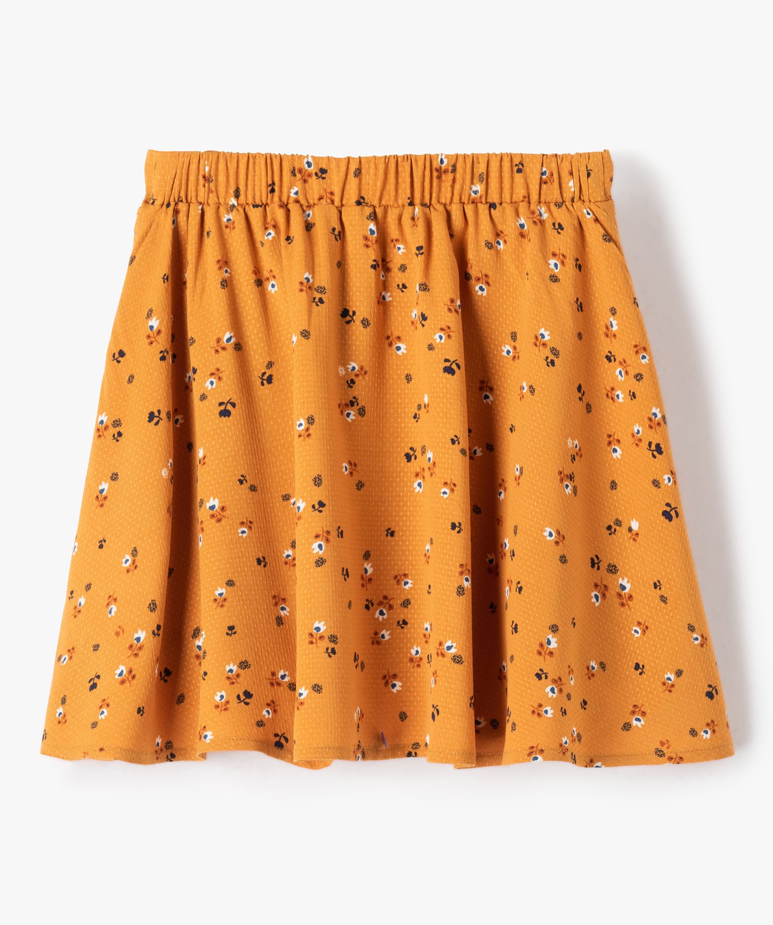 Jupe fille à motifs fleuris avec effet plissé à la taille... jaune | GEMO