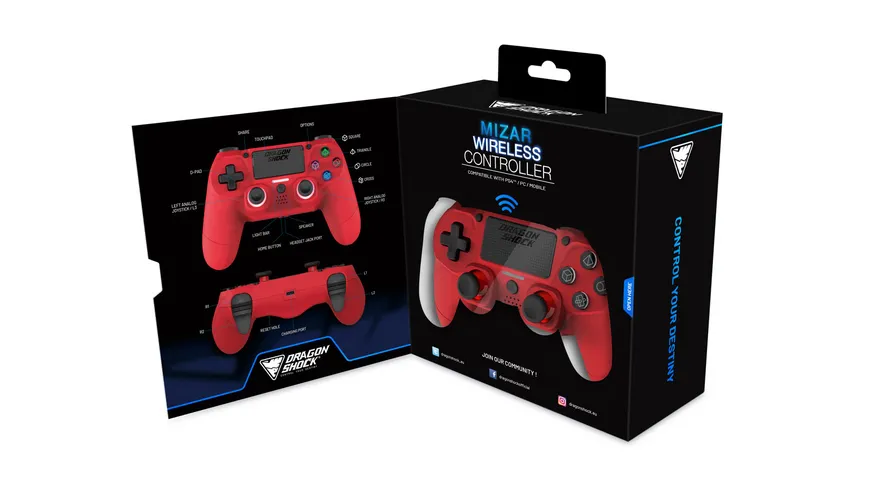 Mizar Wireless Controller für PS4 Rot