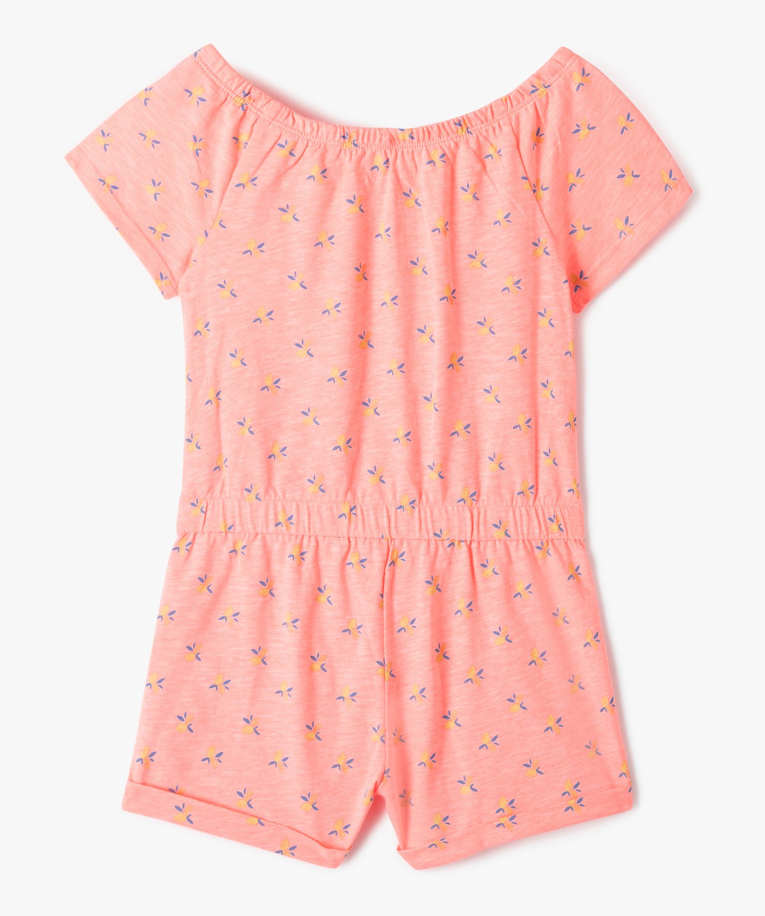 Combishort fille à manches courtes avec col et taille élas... orange | GEMO