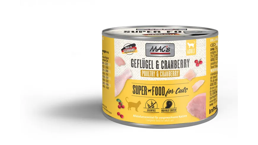 MAC's CAT Katzennassfutter Geflügel & Cranberry 200 g