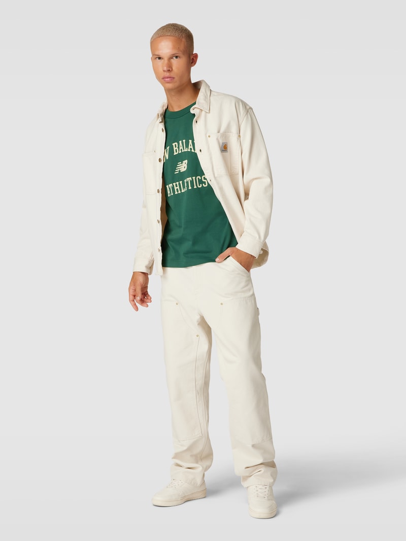 T-Shirt mit Flockprint in dunkelgrün