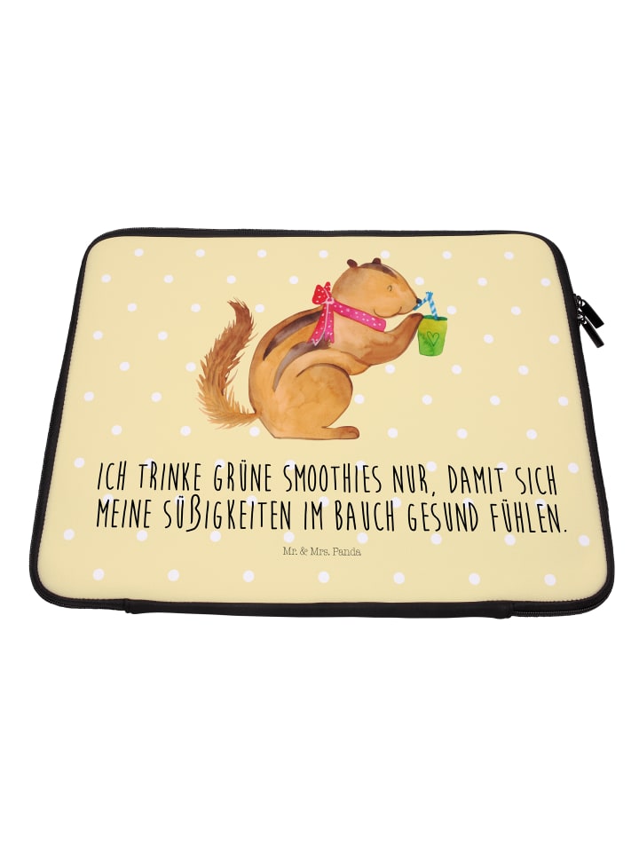 Mr. & Mrs. Panda Notebook Tasche Eichhörnchen Smoothie mit Spruch in Gelb Pastell günstig kaufen onesize