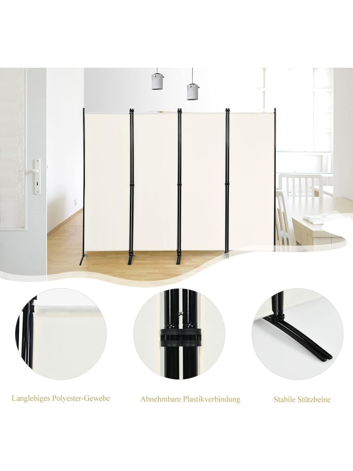 COSTWAY 4 tlg. Raumteiler 173cm in Beige günstig kaufen 220 cm