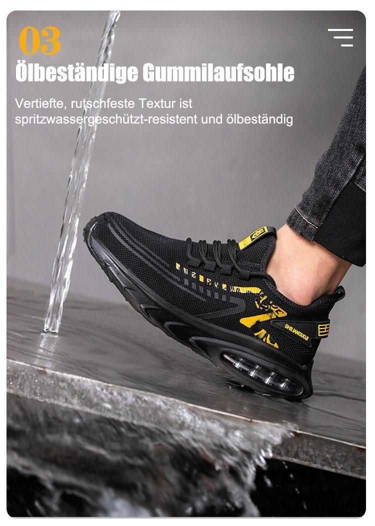 pochento Sicherheitsschuhe Arbeitsschuh (Rutschfeste Antistatisch Arbeitsturnschuhe, Herren Arbeitsschuhe Sportliche Atmungsaktive Stahlkappenschuhe) Anti-Smash, antistatisch, rutschhemmender, durchtrittsicher