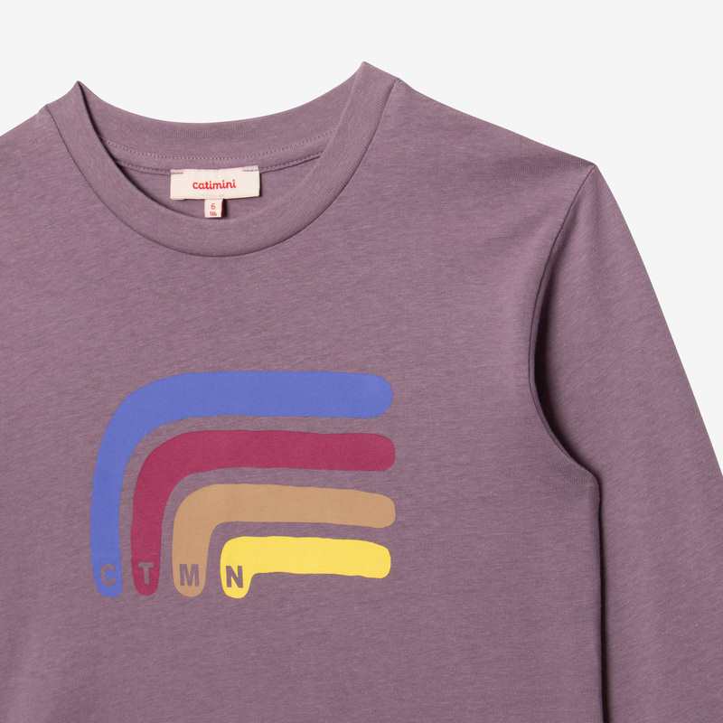 T-shirt garçon arc-en-ciel violet en coton recyclé Catimini