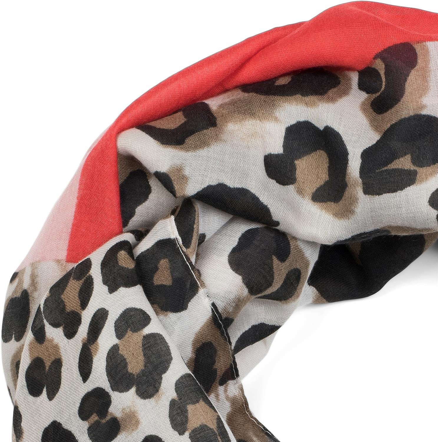 styleBREAKER Loop, (1-St), Colour Blocking Loop Schal mit Leoparden Muster