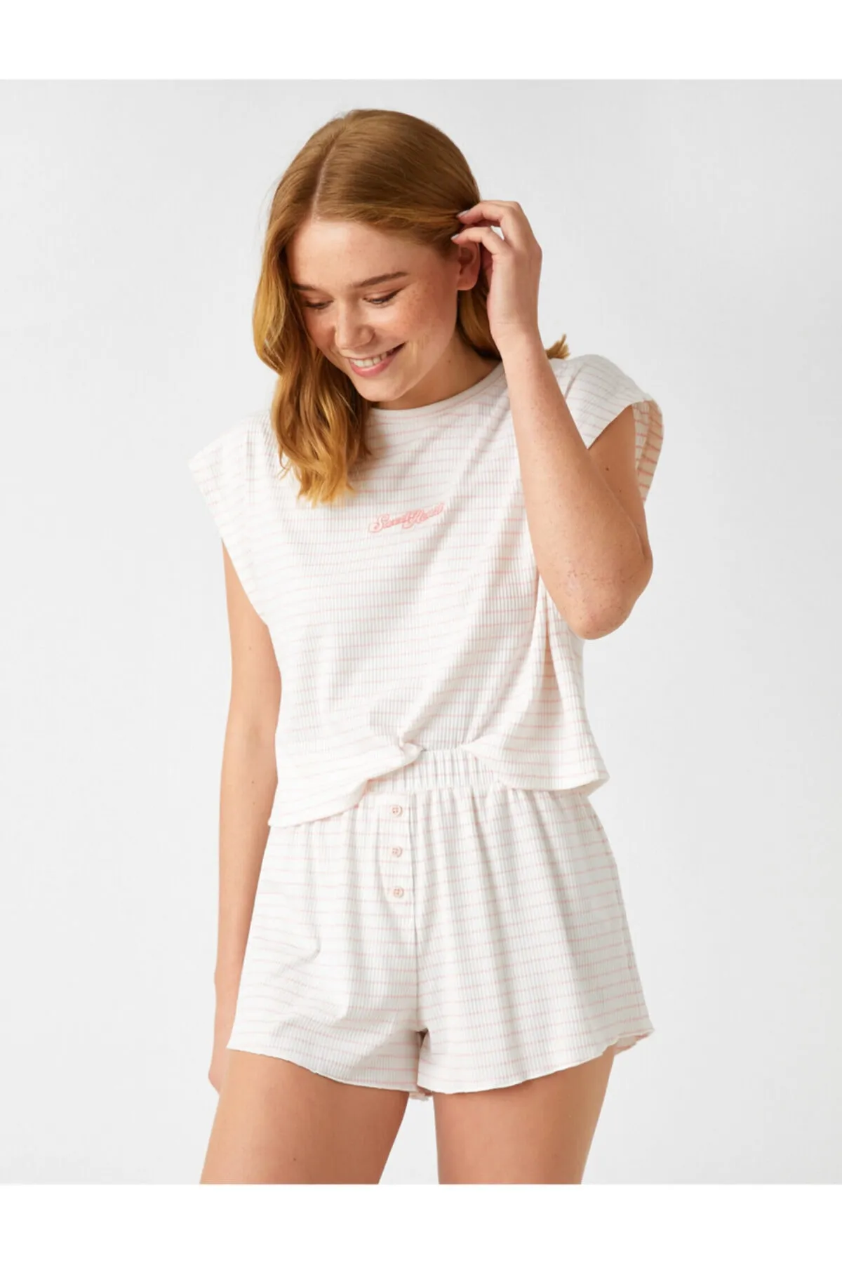 Koton  Gestreiftes gestricktes Pyjama-Oberteil