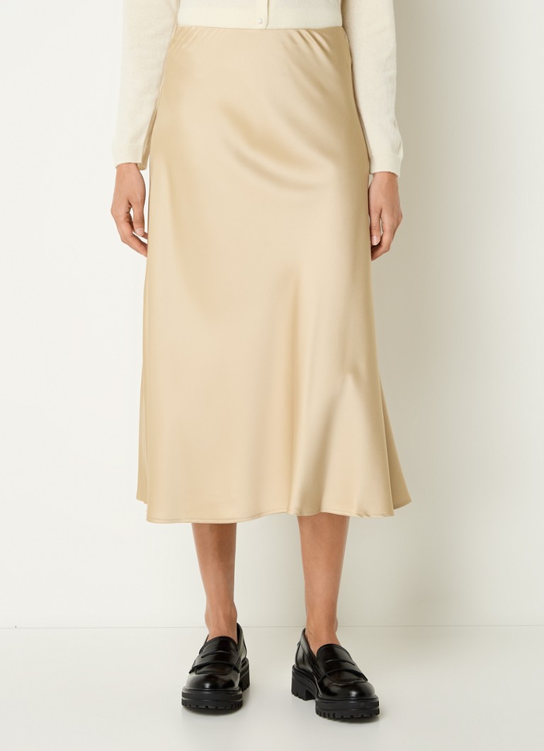 Fustă midi din satin Benetton cu talie elastică