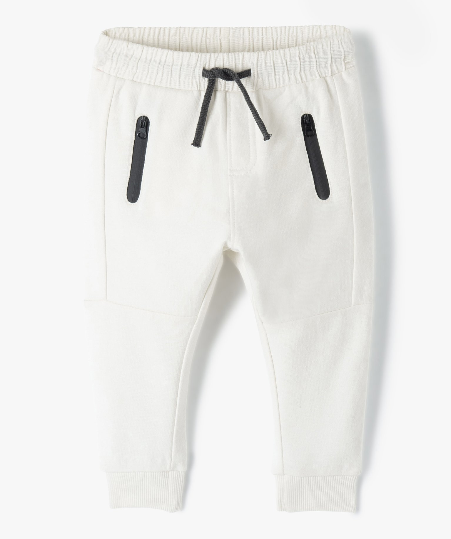 Pantalon bébé Garçon en molleton doux avec poches zippées ecru | GEMO