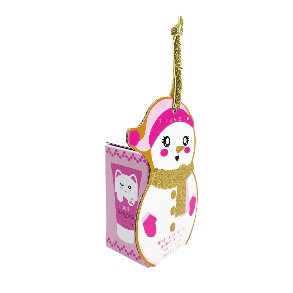Inuwet Bonhomme de neige Santa - Mini Crème mains et ongles - Cerise Crème Mains Naturelle & Vegan
