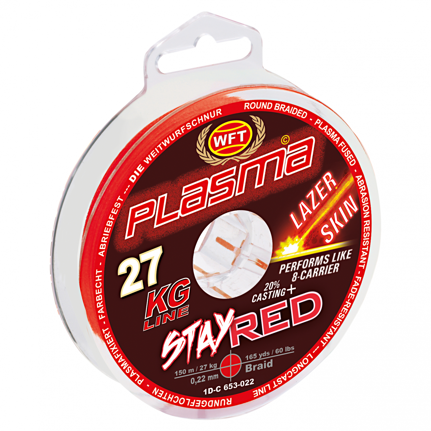 WFT Angelschnur Plasma Stay Red Lazer Skin (rot, 150 m)