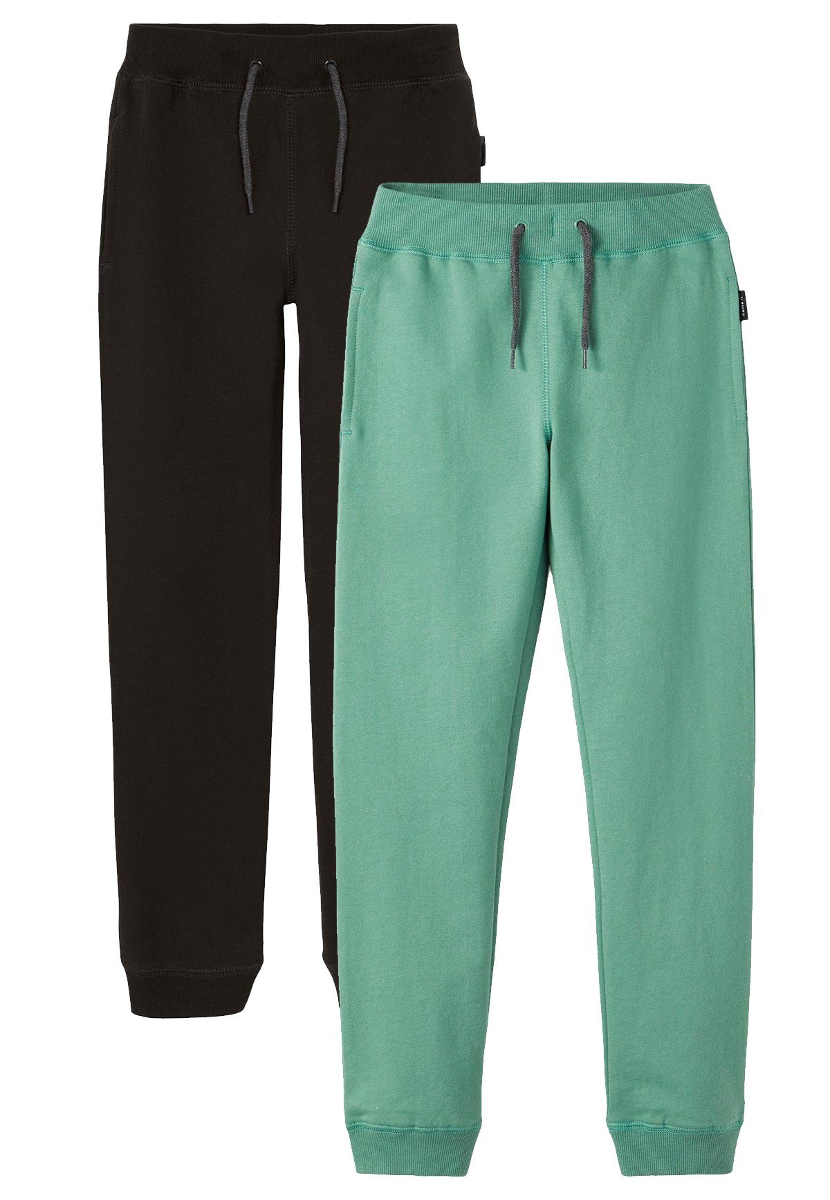 Name It Sweatpants Basic Jogginghose 2-er Set Sweatpants NKMSWEAT (2-tlg) 5483 in Schwarz-Grün