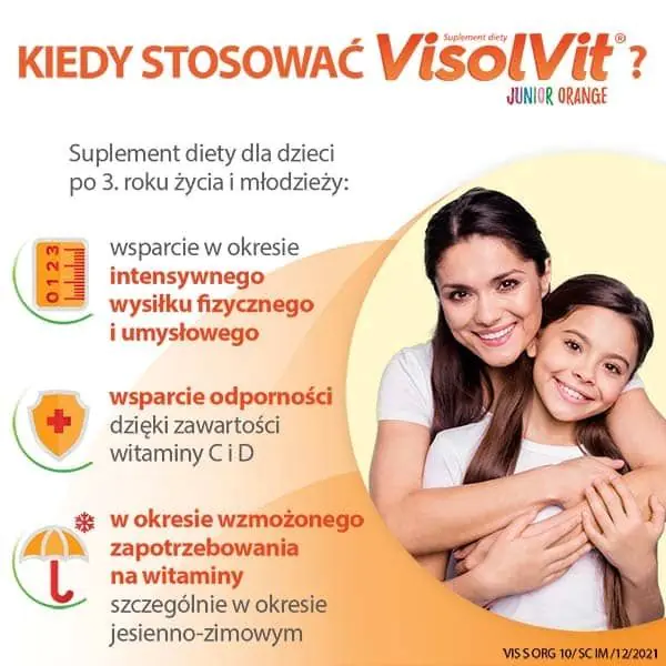 Visolvit Junior Orange, ένα σετ βιταμινών σε φακελάκια για παιδιά άνω των 3 ετών, γεύση πορτοκάλι