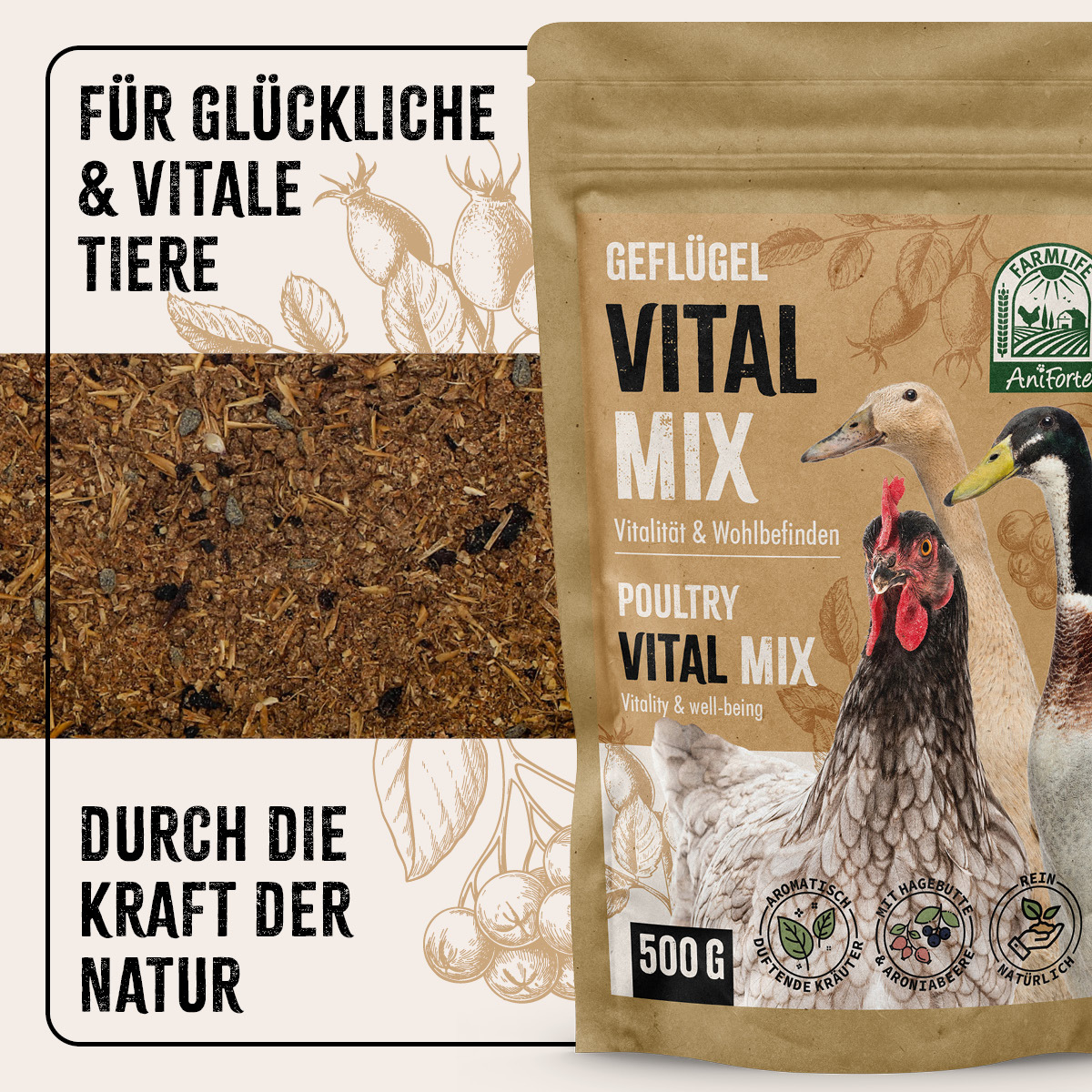 Aniforte Futter & Heu Aniforte FarmLife Geflügel Vital Mix Pulver 500g