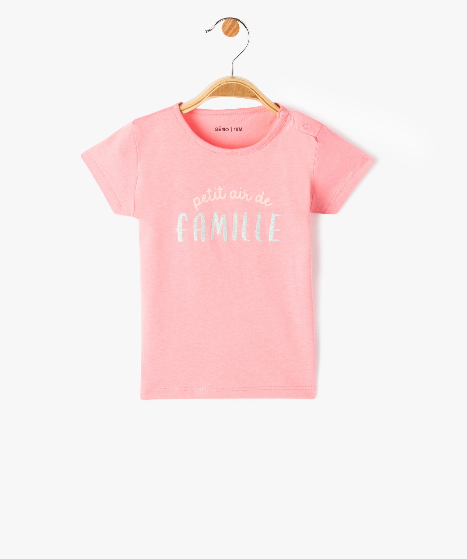Tee-shirt bébé fille avec manches courtes et message paill... rose | GEMO