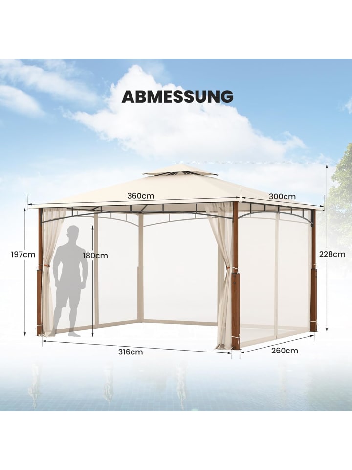 COSTWAY 3,6x3m Pavillon in Beige günstig kaufen onesize