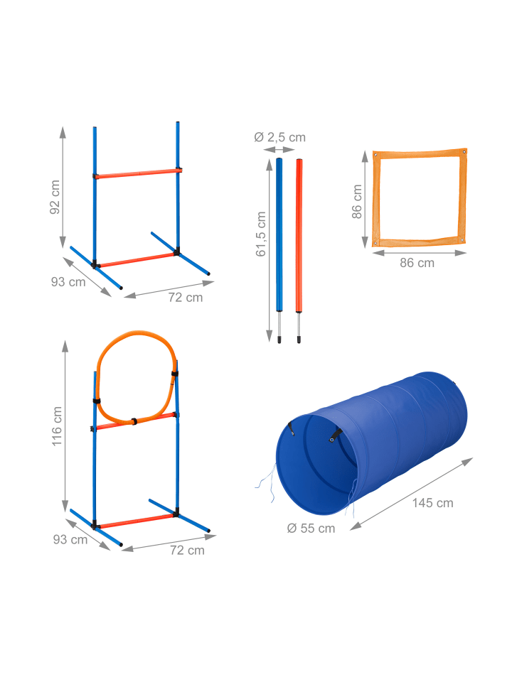 relaxdays 76-tlg. Agility Set in Blau/ Orange günstig kaufen onesize