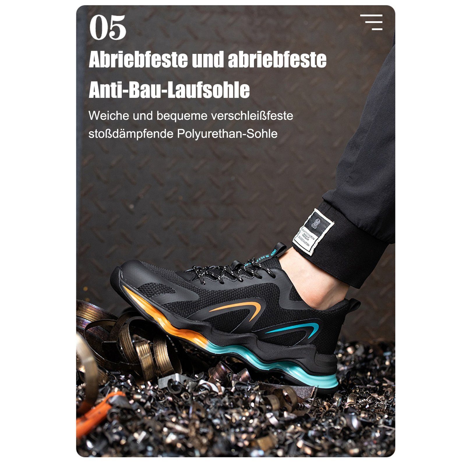 pochento Unzerbrechliche Stahlkappen-Arbeitsschuhe für Männer und Frauen Sicherheitsschuh (Indoor und Outdoor, sportlich, bequem, leicht, Atmungsaktiv Leichte und bequeme Sicherheitsschuhe) Anti-Smash, antistatisch, rutschhemmender, durchtrittsicher,