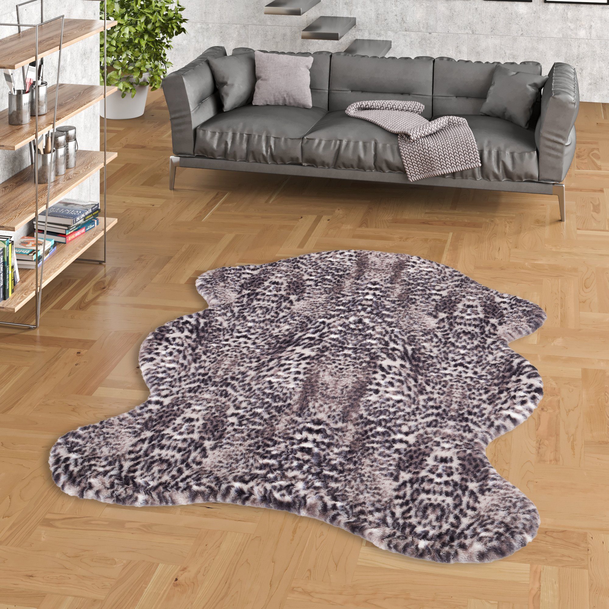Fellteppich Luxus Super Soft Fellteppich Pearl Leopard Shape, Pergamon, Shape, Höhe: 19 mm