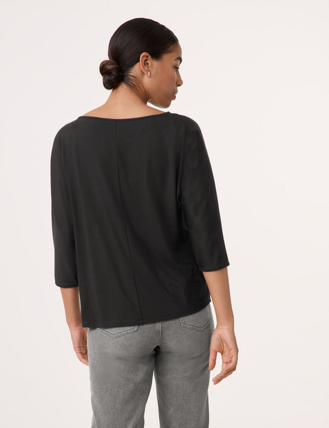 3/4 Arm Shirt mit feiner Crinkle-Front