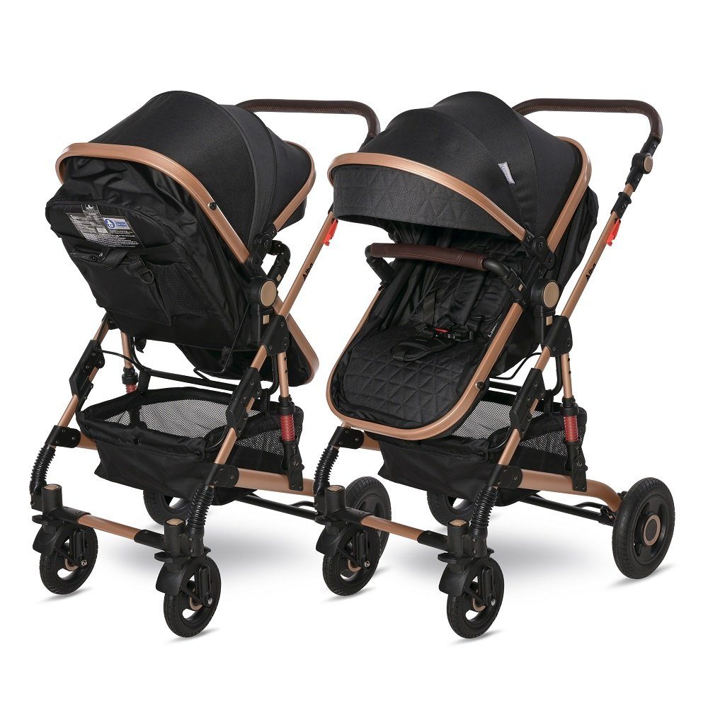 Lorelli Kombi-Kinderwagen Kinderwagen Alba 2 in 1, Sportsitz Babywanne Gummireifen, einstellbar