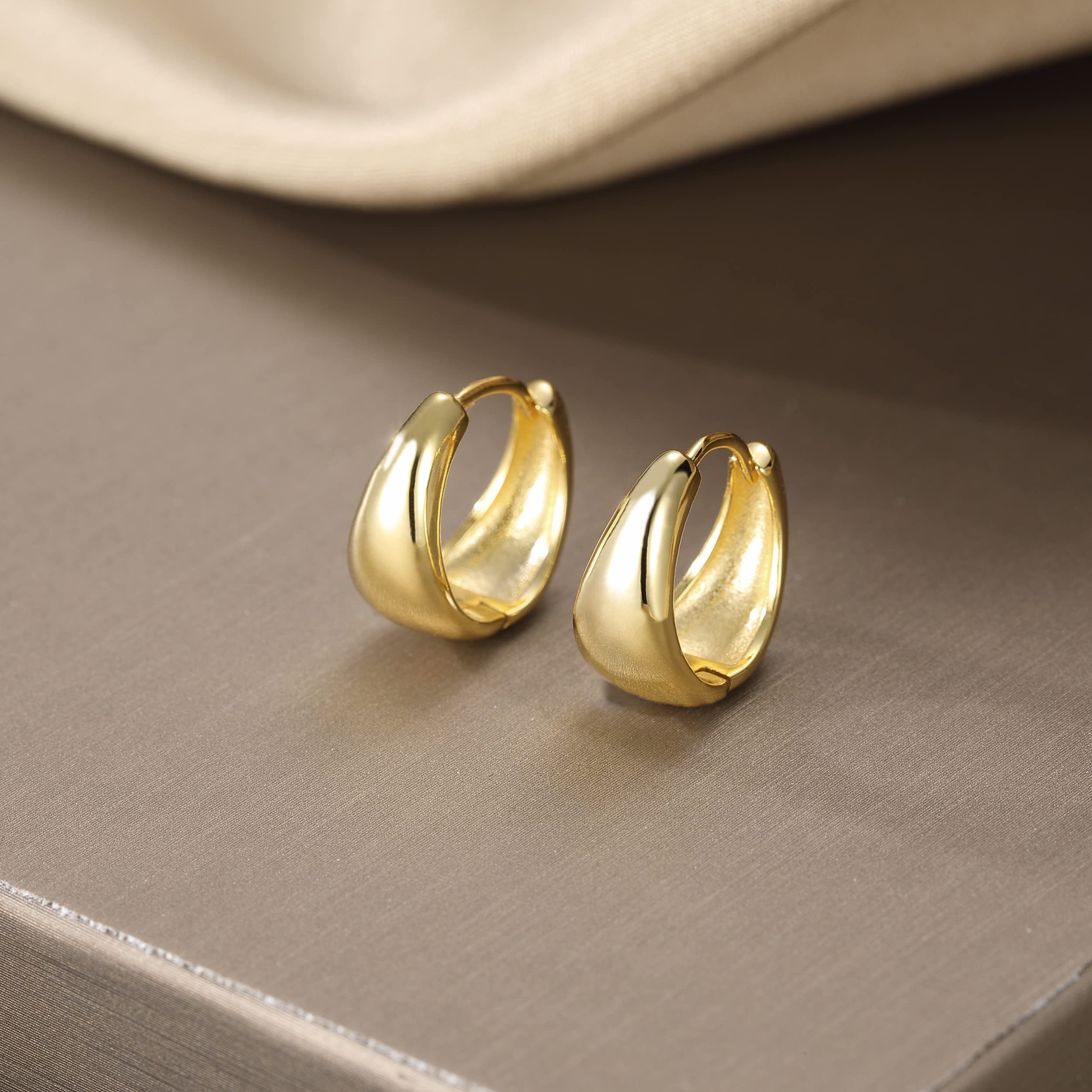 POCHUMIDUU Paar Ohrhänger 925 Silber Pin Drop Ohrringe (2-tlg., Drop Hoop Ohrringe Gold Chunky Hoop Ohrringe), für Frauen Teenager Mädchen