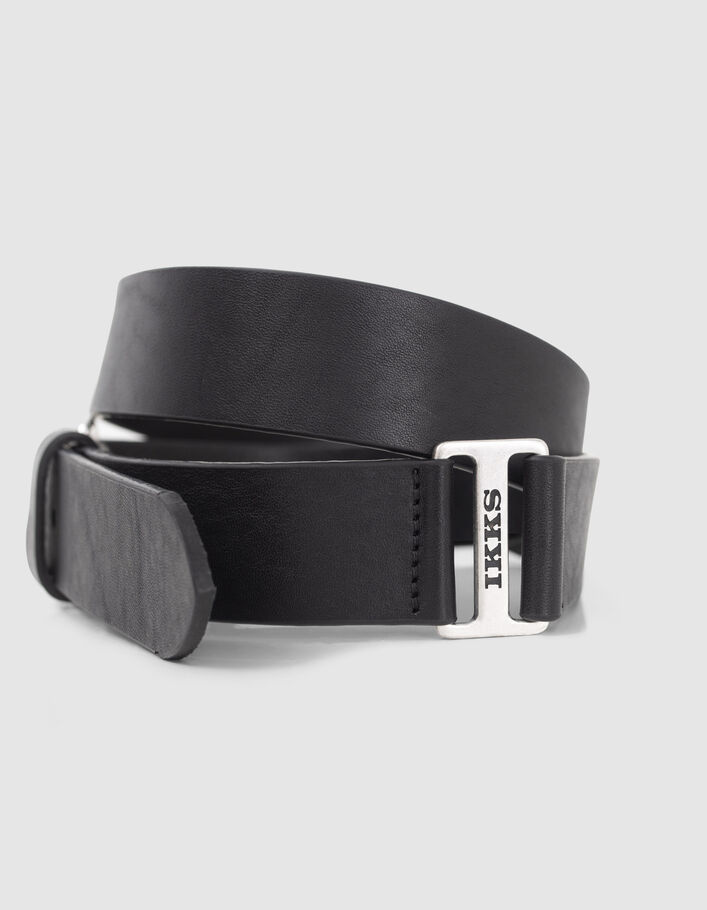 Ceinture noire cuir détail boucle métal Homme