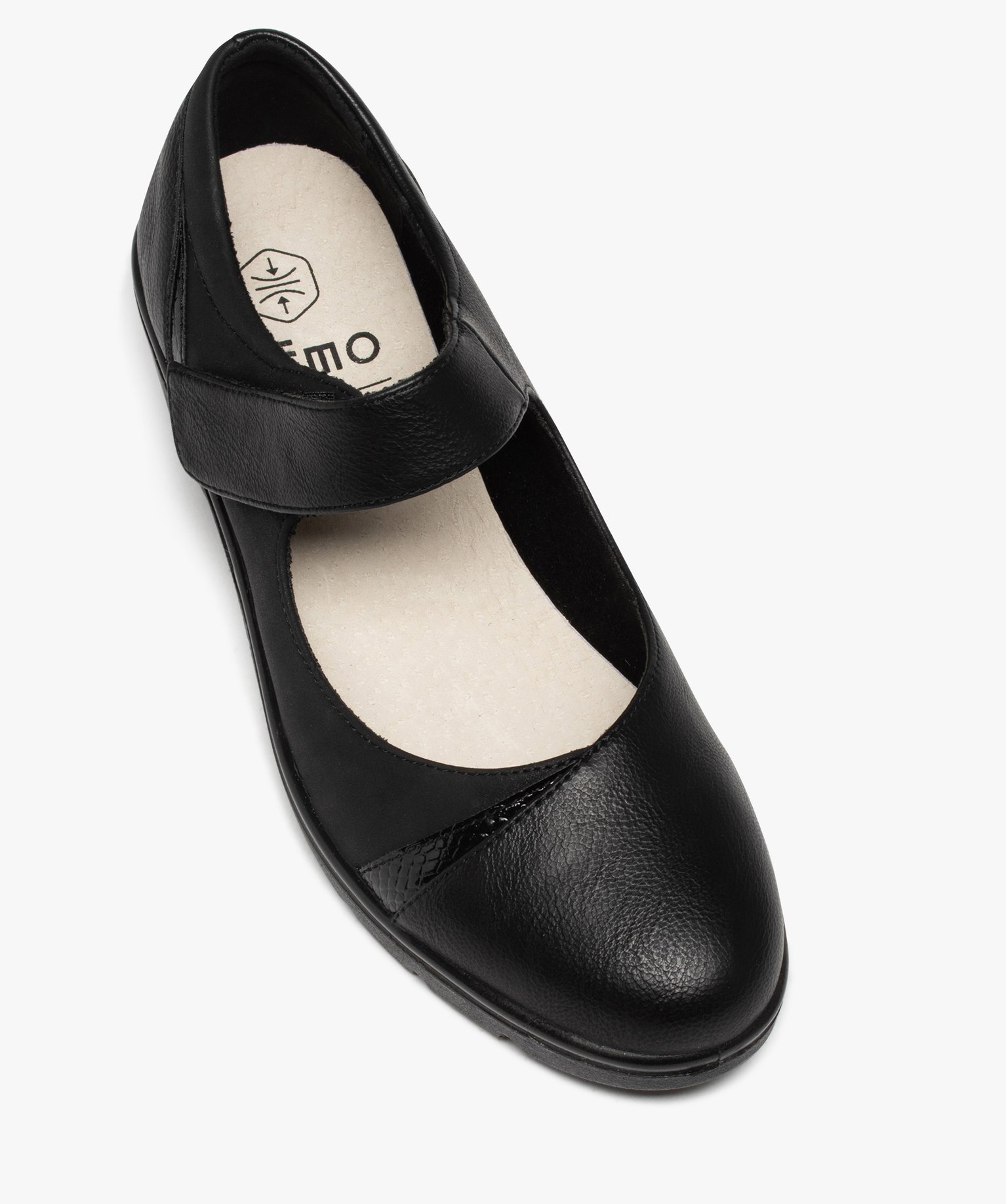 Sandales femme compensées détails strass et métallisés noir | GEMO