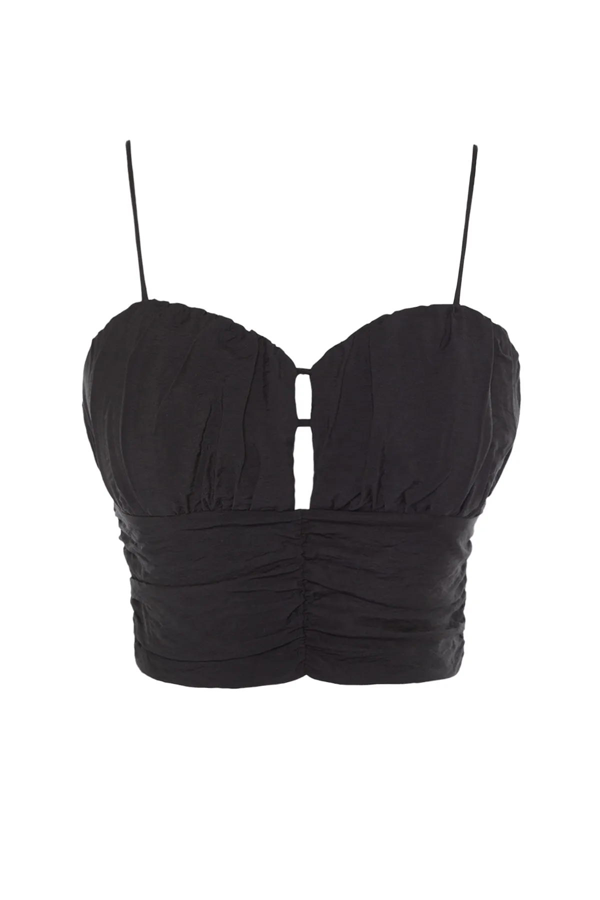 Trendyol Collection  Schwarzes, bauchfreies, gefüttertes Popeline-Bustier TPRSS22BS0060