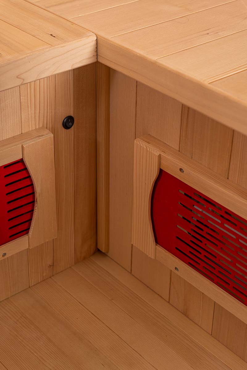 PureHaven Infrarotkabine 150x150x60x120x60 cm aus Hemlock Holz