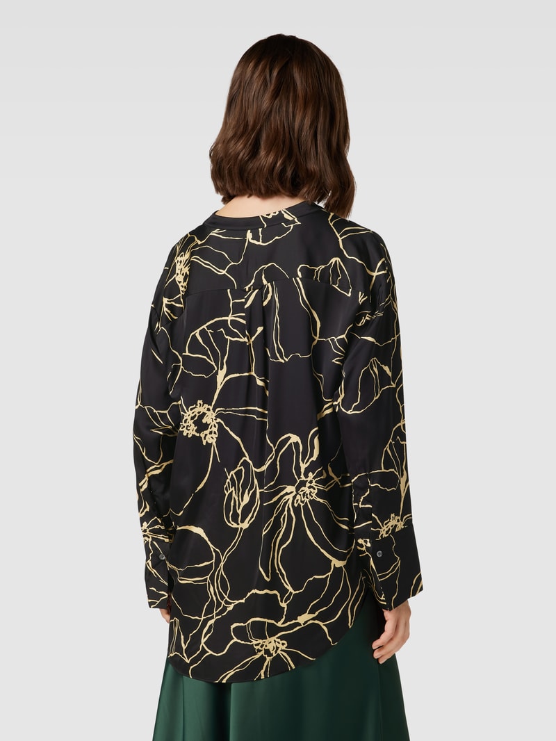 Blusenshirt aus Viskose mit Allover-Muster in schwarz