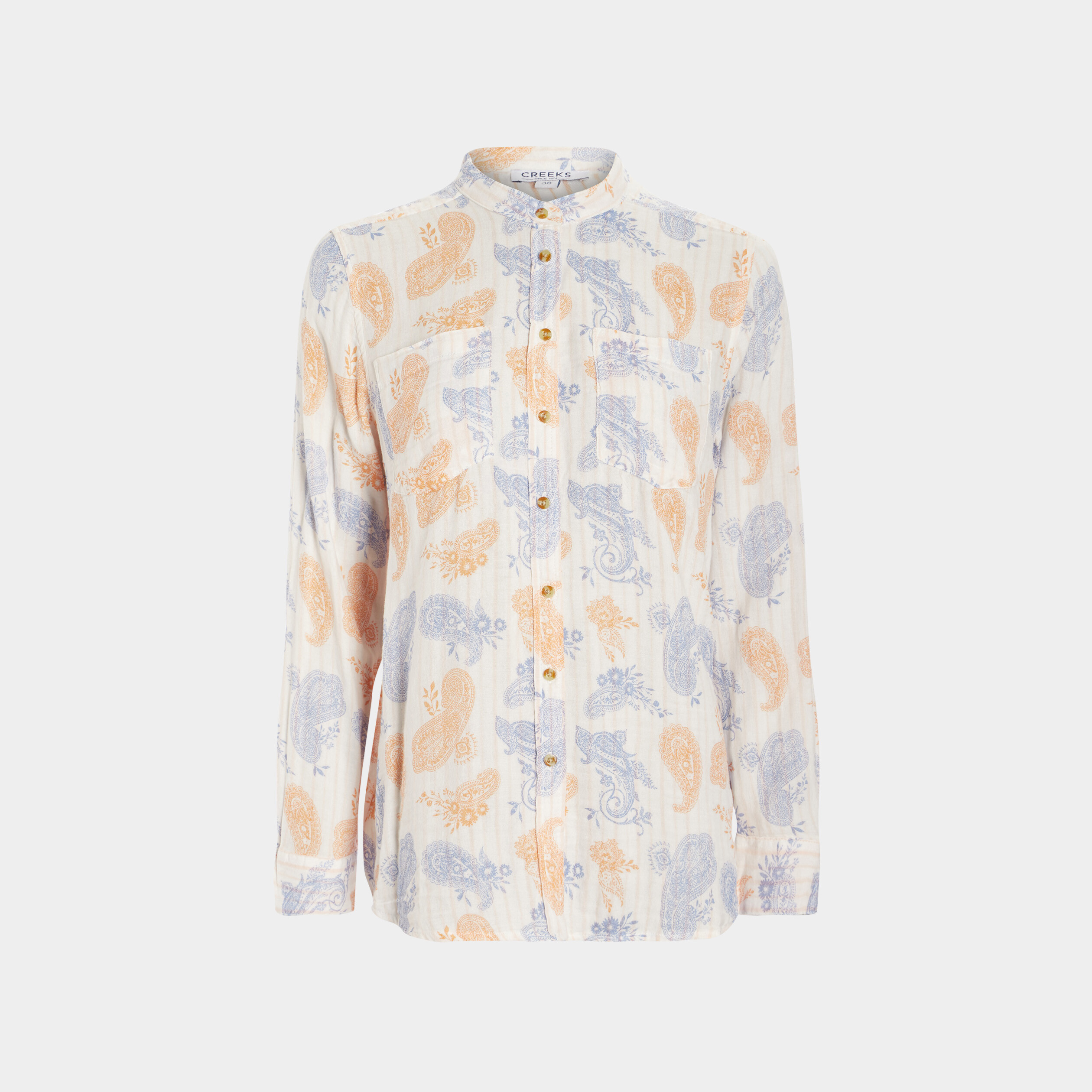 Chemise manches longues col mao ecru femme | La Halle