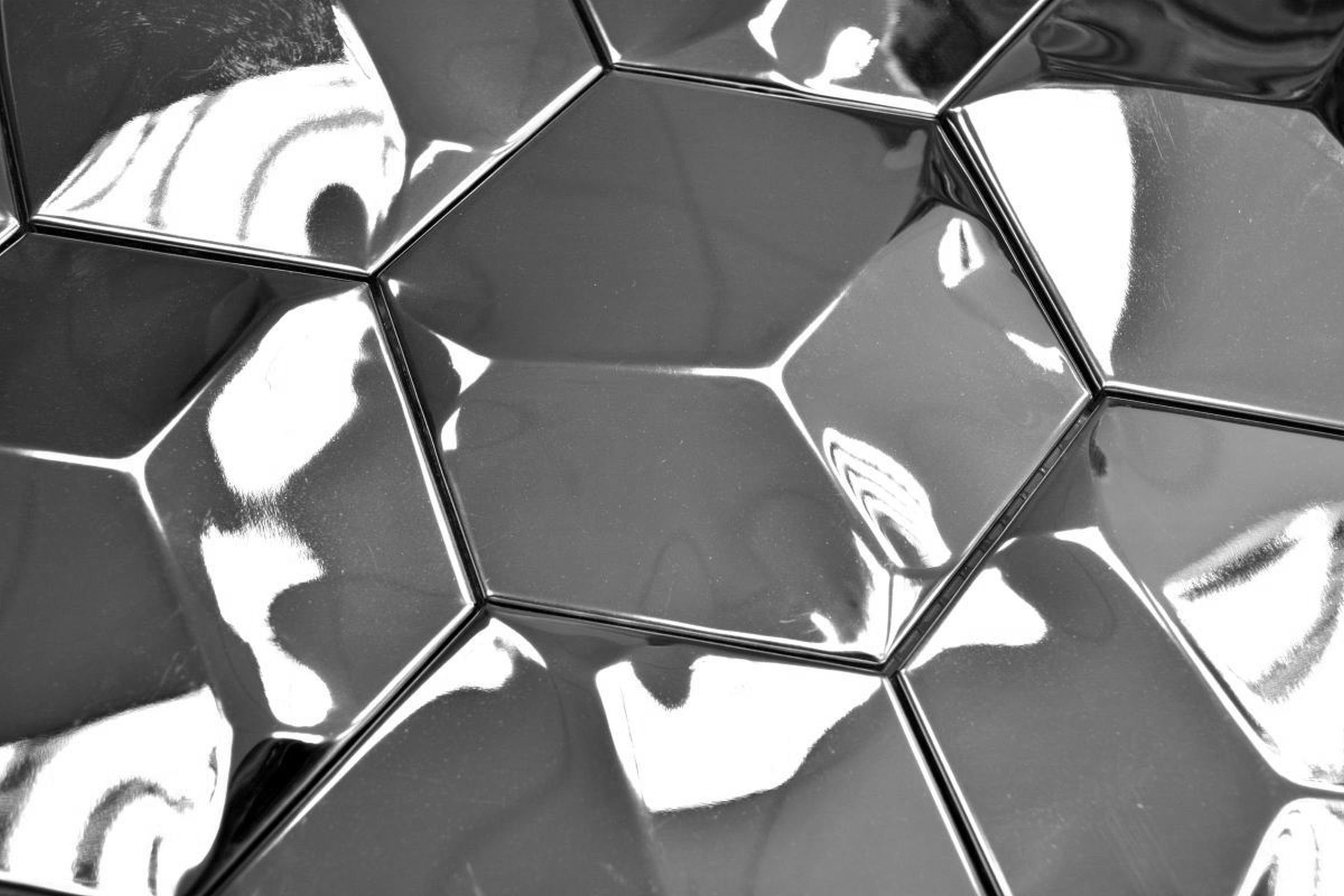 Mosani Mosaikfliesen Edelstahl Mosaik Fliese silber Hexagon 3D glänzend Küchenwand