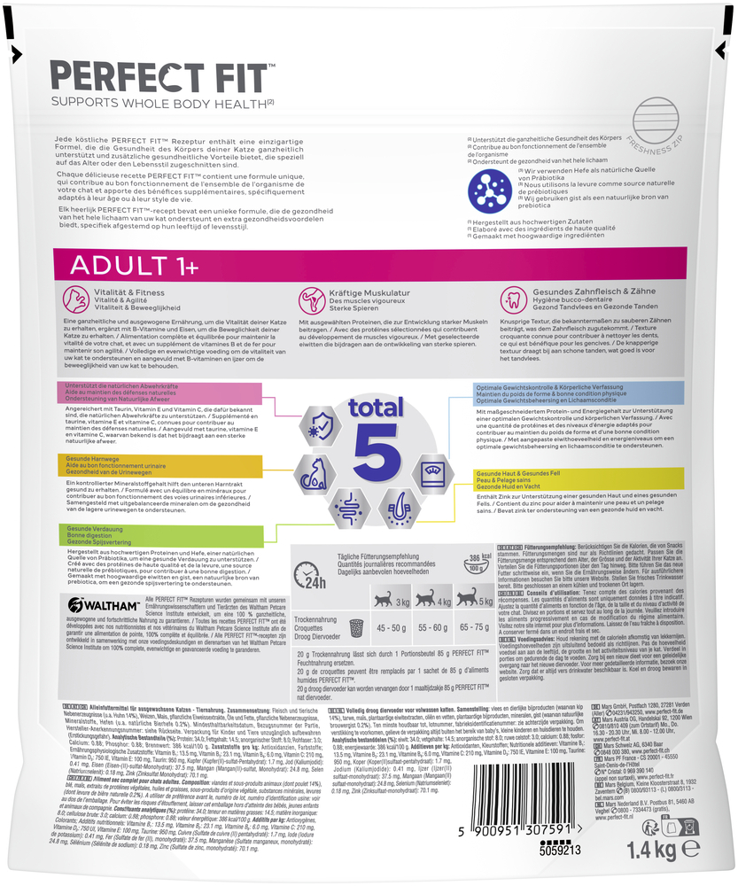 PERFECT FIT Trockenfutter PERFECT FIT Adult 1+ Reich an Huhn 1,4 kg
