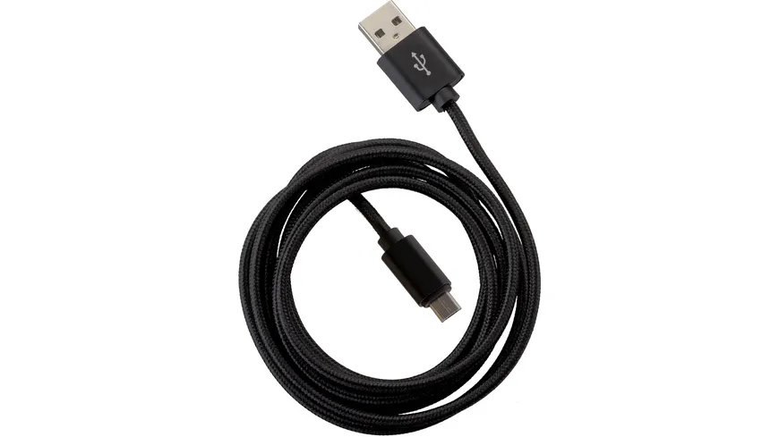 PETER JÄCKEL FASHION 1,5m USB Data Cable Black für Micro-USB mit Sync- und Ladefunktion