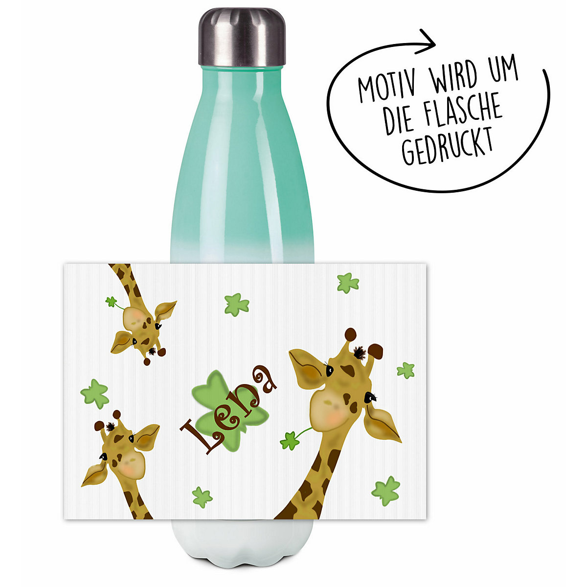 Edelstahl Kinder Thermoflasche / Trinkflasche bunt Giraffe Spülmaschinenfest, Auslaufsicher, Bruchfest, Doppelwandig, Für Heißgetränke geeignet, Mit Deckel, Isoliert