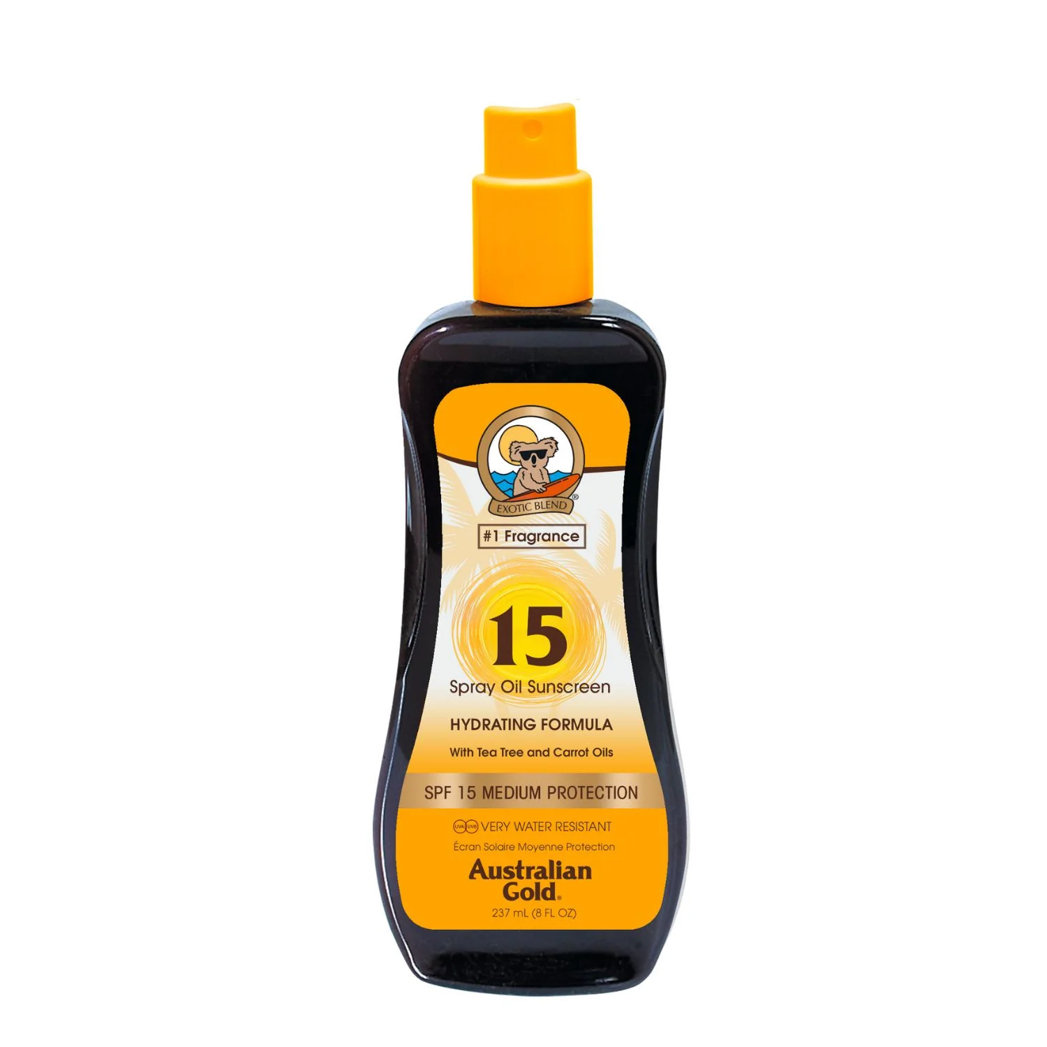 Aurinkosuojaöljysuihke SPF15 teepuuöljyllä ja porkkanalla - Keskisuojainen aurinkoöljy vartalolle.