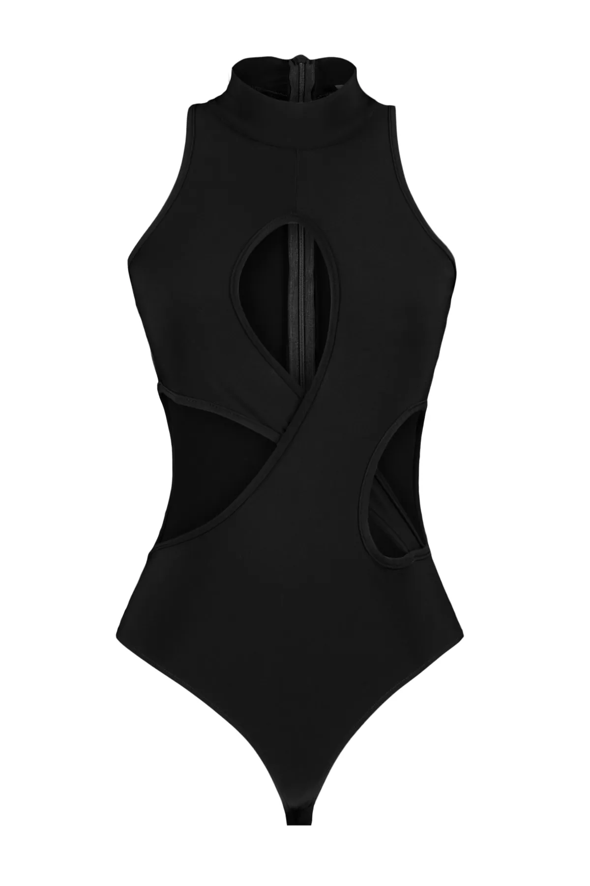 Trendyol Collection  Schwarzer gefütterter Strickbody mit Druckknopffenster und Aussparungen TPRSS23BD00021