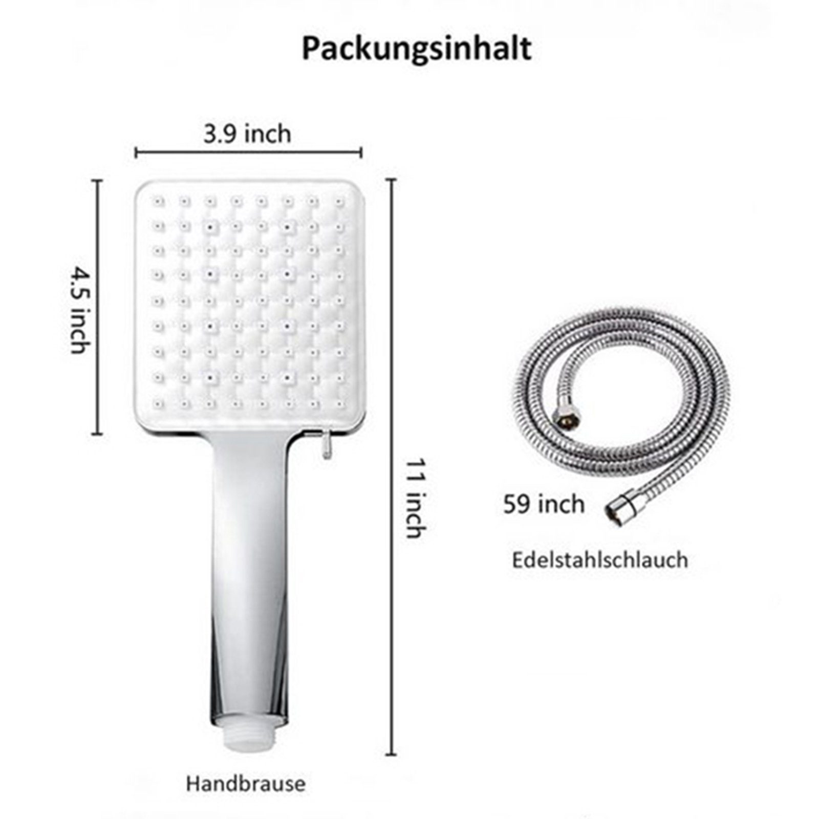 Aoucheni Handbrause Wassersparender Handbrausen Duschkopf mit Schlauch 1,5M, 6 Strahlarten