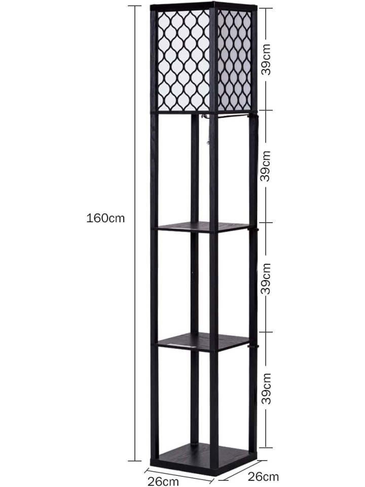 COSTWAY Bodenlampe mit Regal in Schwarz günstig kaufen 160 cm