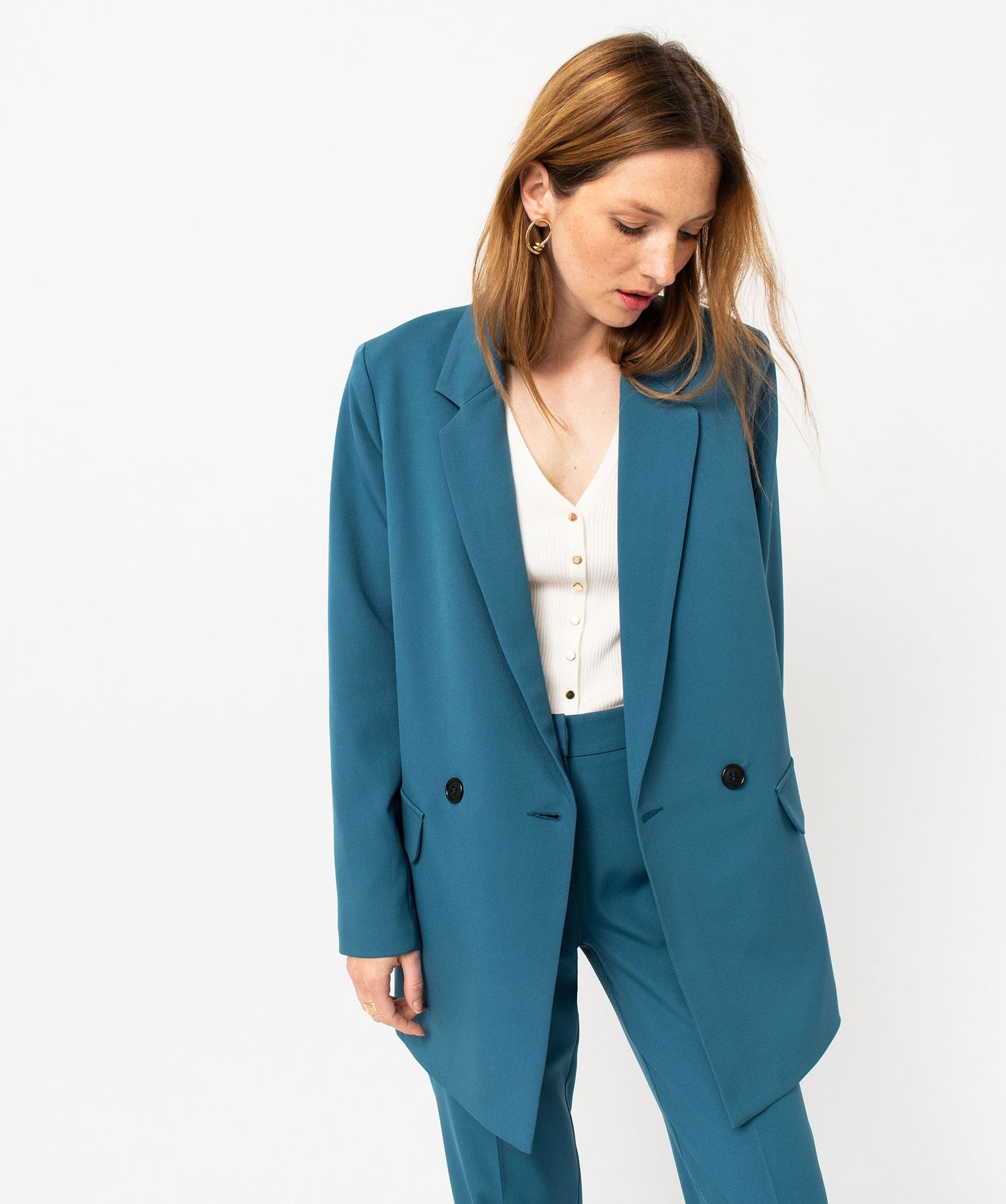 Veste blazer fermeture croisée femme bleu | GEMO
