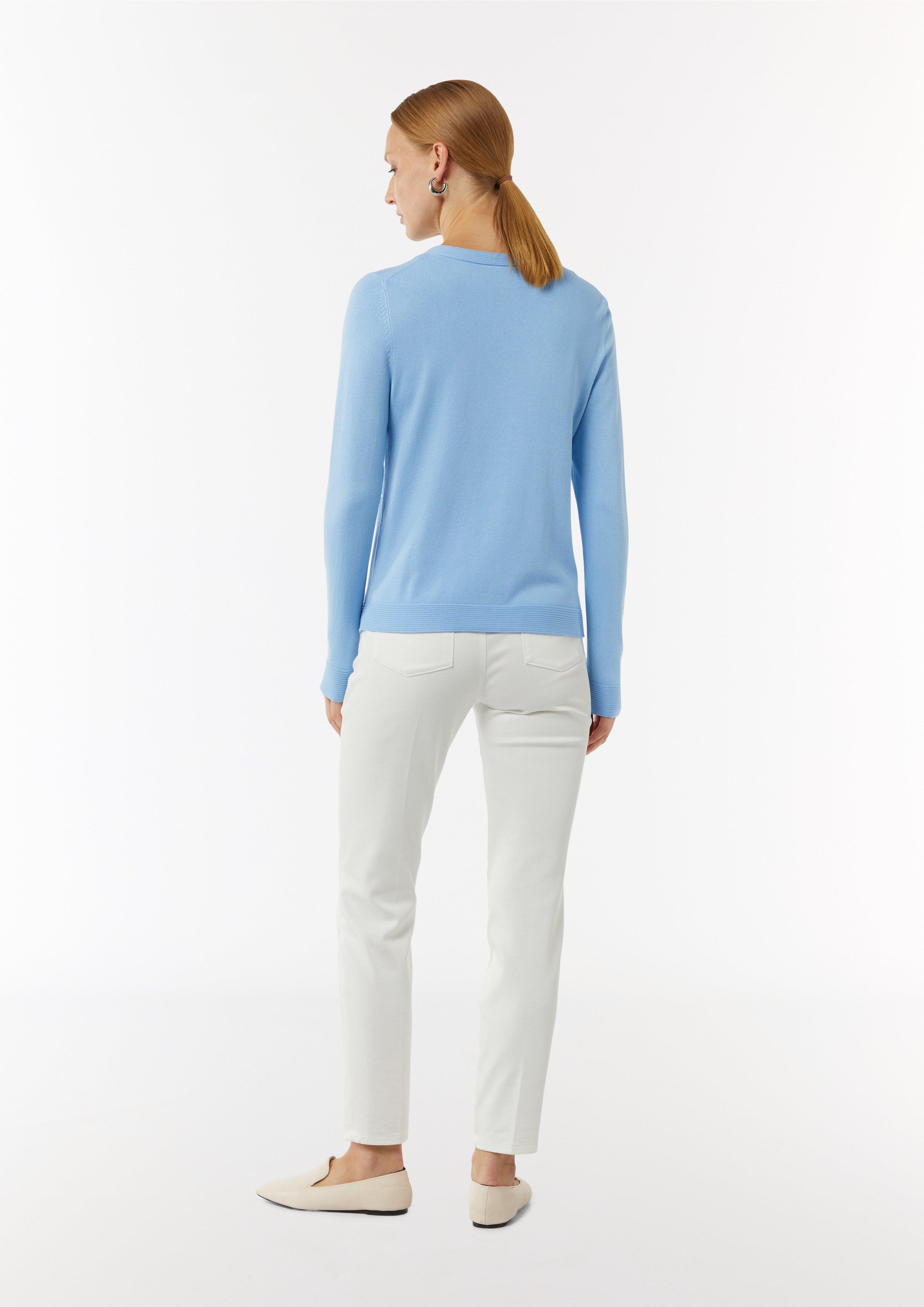 Feinstrickpullover mit V-Ausschnitt - hellblau