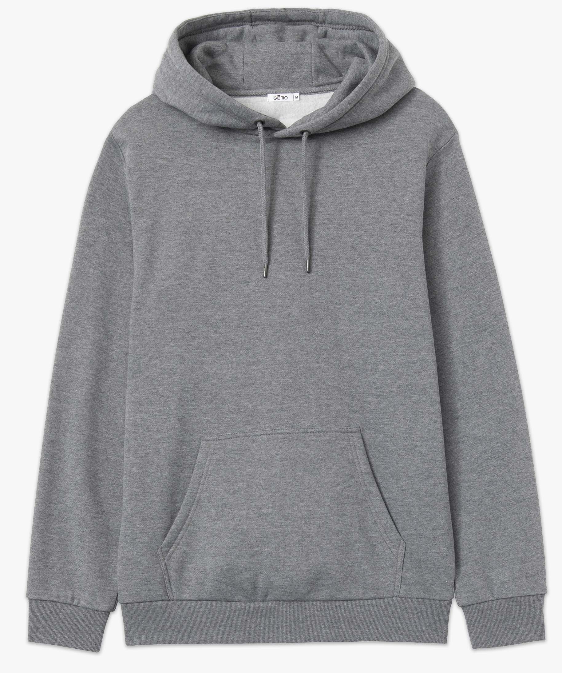 Sweat homme à capuche intérieur molletonné gris | GEMO