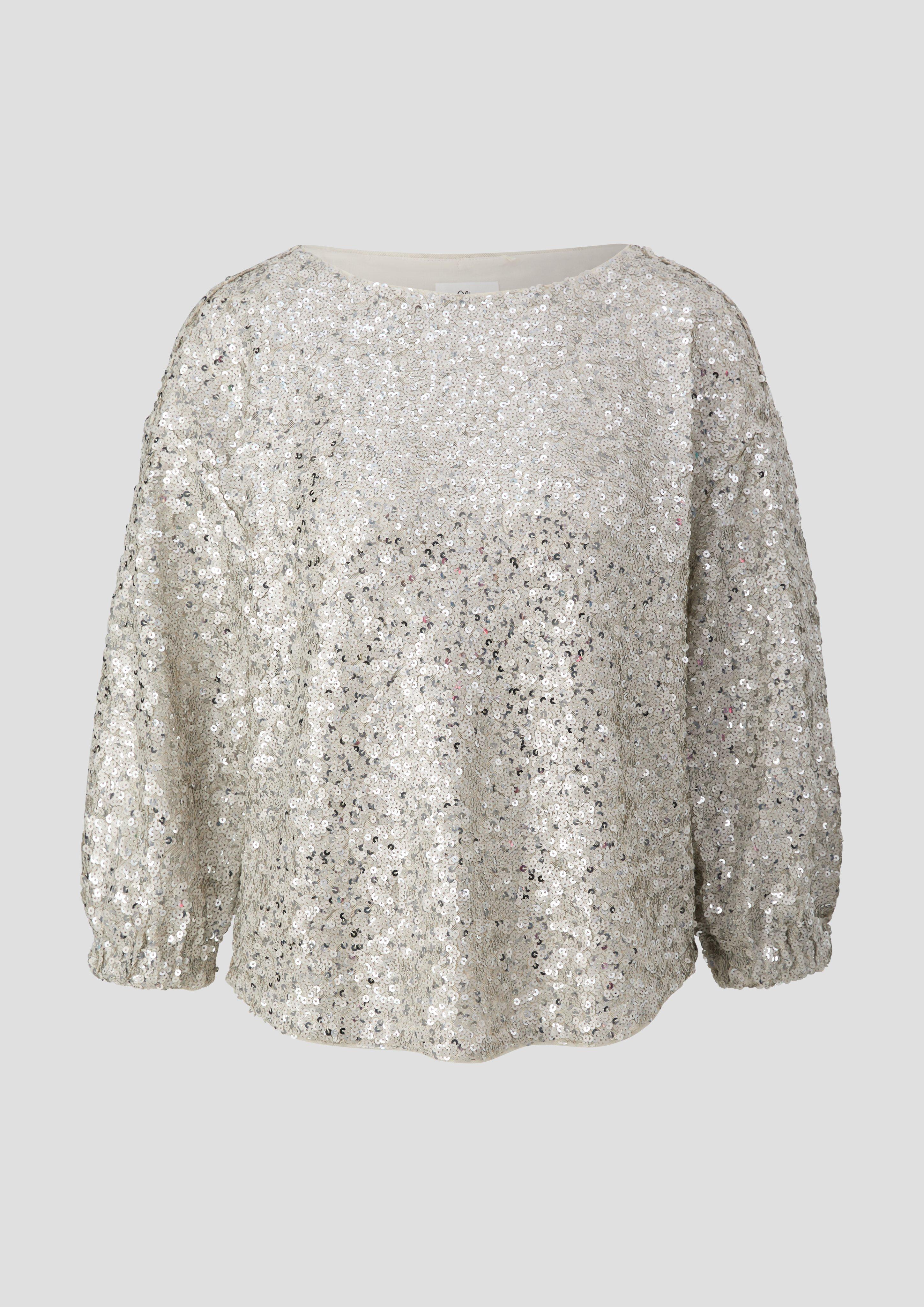 Mesh-Bluse mit Pailletten-Besatz  2137060-0700