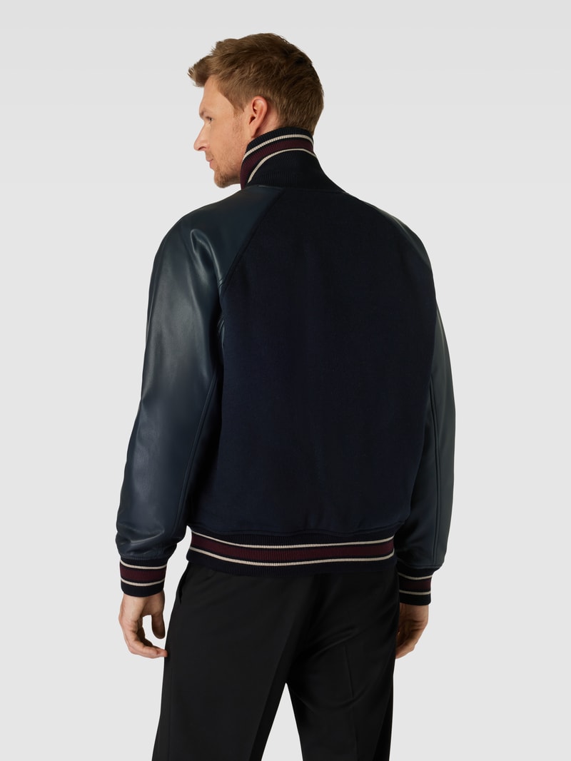 College-Jacke mit Label-Print in dunkelblau