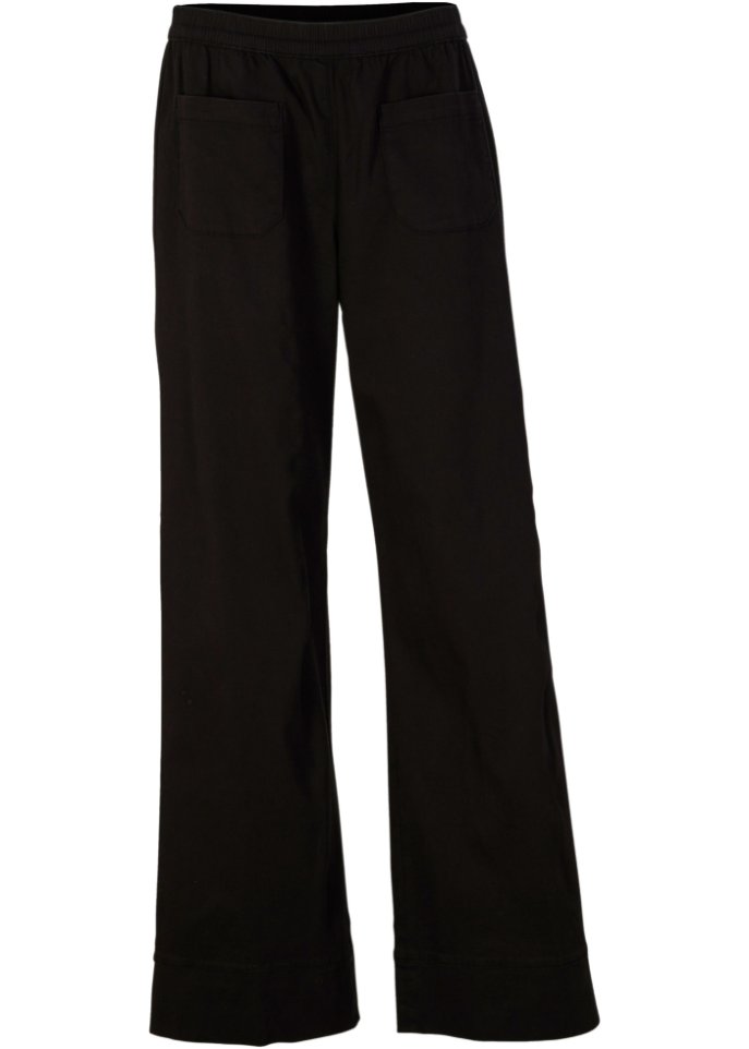 Twillhose mit ausgestelltem Bein und High-Waist-Bequembund
