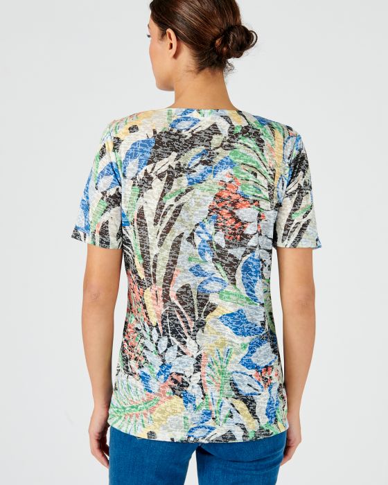 Tee-shirt manches courtes maille dévorée imprimée